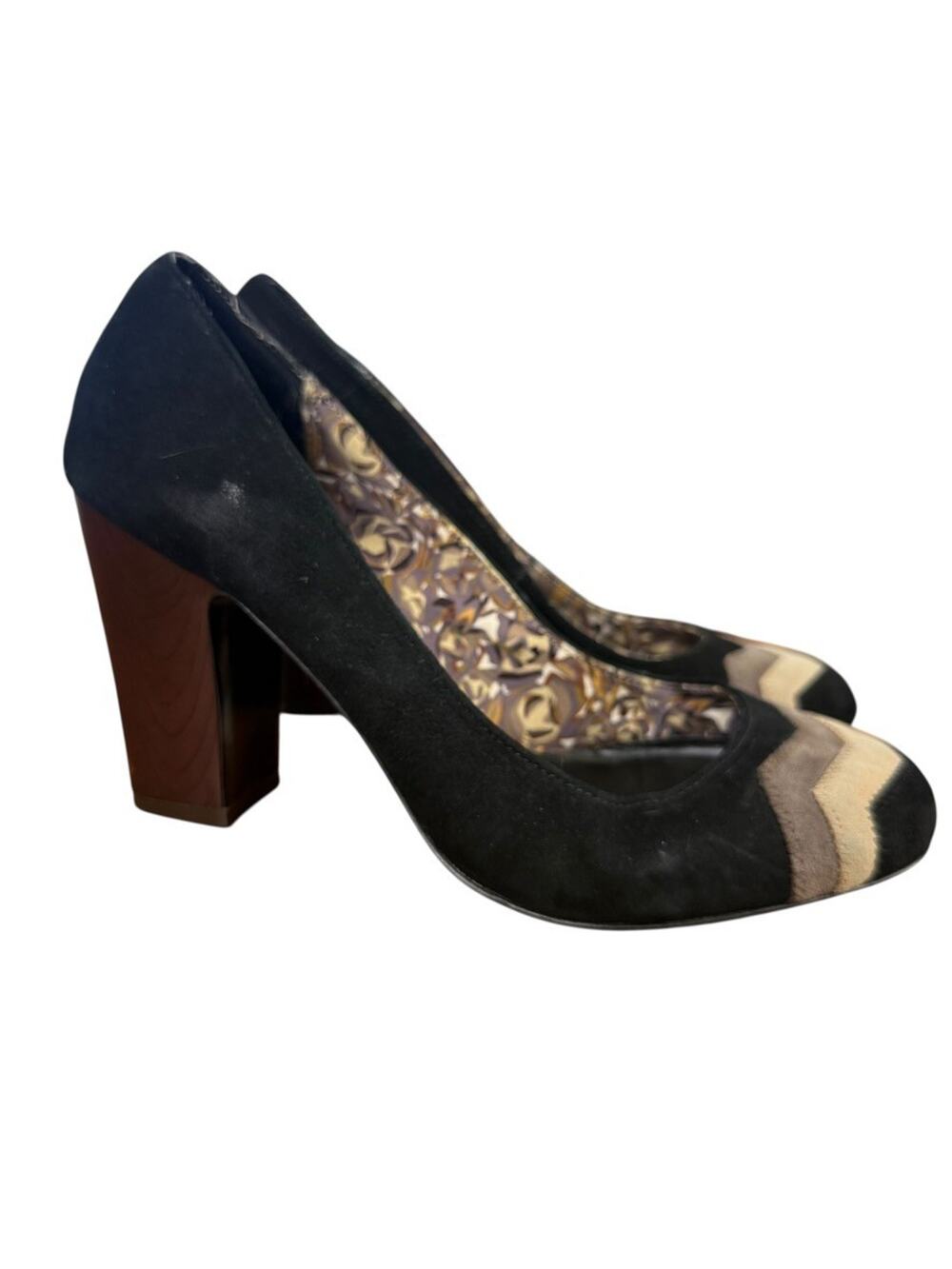 Missoni for Target Black Suede Round Toe Block High Heels Pumps Shoes sz 8.5